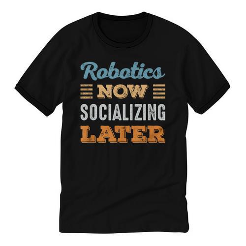 Robotics Now Minimal Socializing Introvert Vintage Unisex Cotton Ringer T-Shirt - Raresse