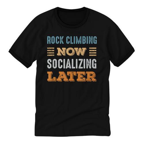 Rock Climbing Now Minimal Socializing Introvert Vintage Unisex Cotton Ringer T-Shirt - Raresse