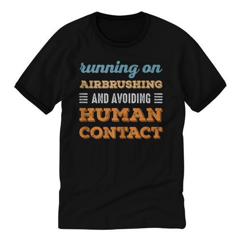 Running On Airbrushing Social Introvert Humor Vintage Unisex Cotton Ringer T-Shirt - Raresse