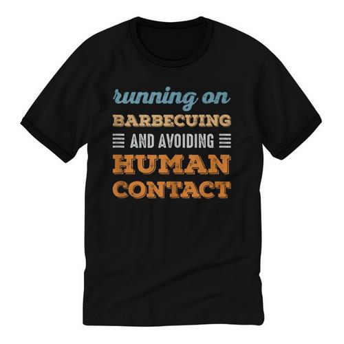 Running On Barbecuing Social Introvert Humor Vintage Unisex Cotton Ringer T-Shirt - Raresse