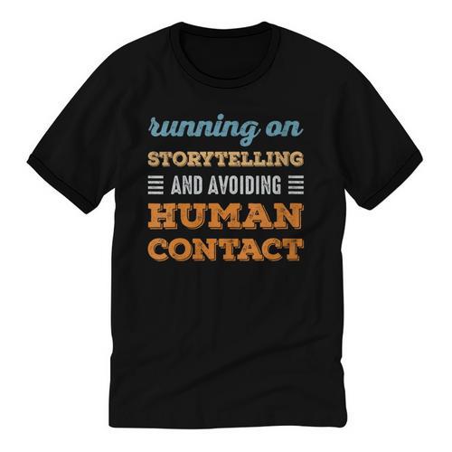 Running On Storytelling Social Introvert Humor Vintage Unisex Cotton Ringer T-Shirt - Raresse