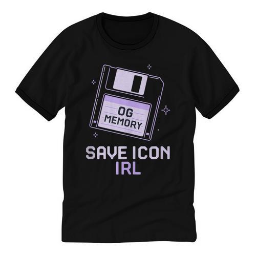 Save Icon IRL Retro Tech Humor Floppy Disk 90s Nostalgia Unisex Cotton Ringer T-Shirt - Figerry