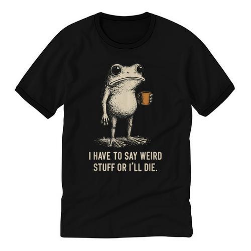 I Have To Say Weird Stuff Or I'Ll Die Frog Meme Introverts Unisex Cotton Ringer T-Shirt - Raresse