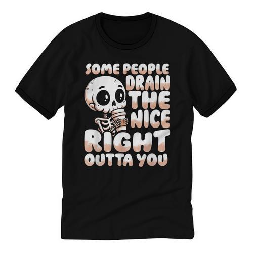 Skeleton Coffee Lover Introvert Unisex Cotton Ringer T-Shirt - Raresse
