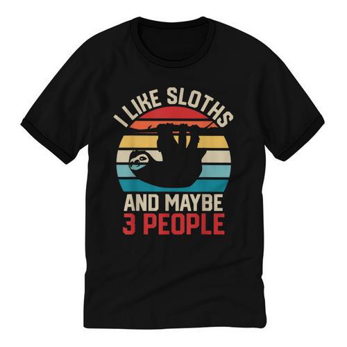 I Like Sloths And Maybe 3 People Sloth Lover Introvert Retro Unisex Cotton Ringer T-Shirt - Raresse