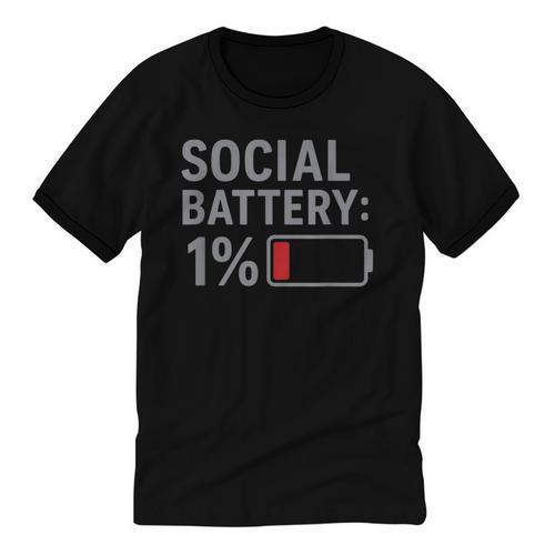 Social Battery 1 Percent Introvert Mood Minimalist Unisex Cotton Ringer T-Shirt - Raresse