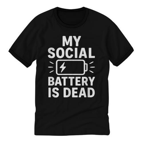 My Social Battery Is Dead Introvert Quote Unisex Cotton Ringer T-Shirt - Raresse