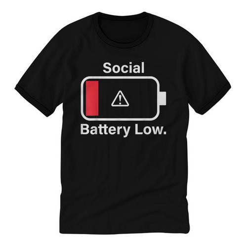 Social Battery Low Anti-Social Introvert Unisex Cotton Ringer T-Shirt - Raresse