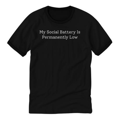 My Social Battery Is Permanently Low Introvert Unisex Cotton Ringer T-Shirt - Raresse