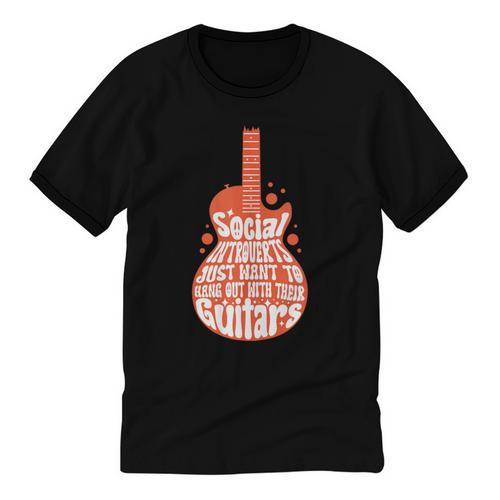 Social Introverts Hang Out With Guitars Musician Guitarist Unisex Cotton Ringer T-Shirt - Raresse
