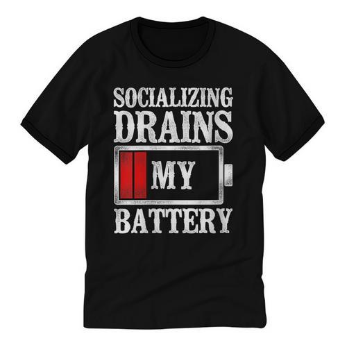 Socializing Drains My Battery Introvert Unisex Cotton Ringer T-Shirt - Raresse