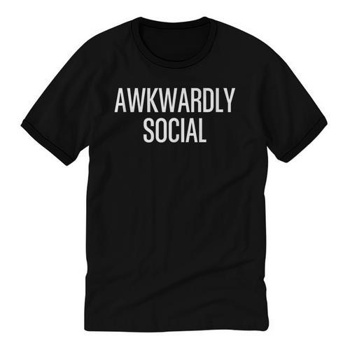 Socially Awkward Awkwardly Social Anxious Introverts Unisex Cotton Ringer T-Shirt - Raresse