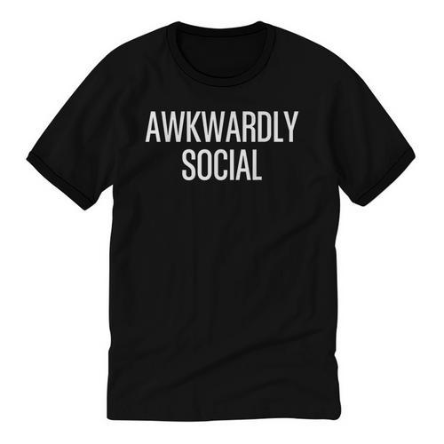 Socially Awkward Awkwardly Social Anxious Introverts Unisex Cotton Ringer T-Shirt - Raresse