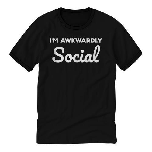 Socially Awkward I'm Awkwardly Social Introvert Unisex Cotton Ringer T-Shirt - Raresse