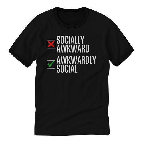 Socially Awkward Introvert Anxious Awkwardly Social Unisex Cotton Ringer T-Shirt - Raresse