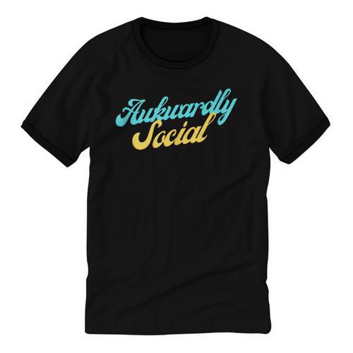 Socially Awkward Introvert Retro Anxious Awkwardly Social Unisex Cotton Ringer T-Shirt - Raresse
