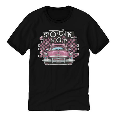Sock Hop 50s Classic Car Nostalgia 1950s Greaser Unisex Cotton Ringer T-Shirt - Figerry