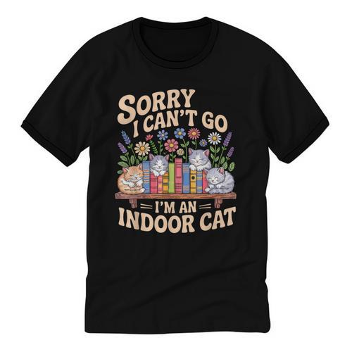 Sorry I Cant Go Im An Indoor Cat Cat Owners Introverts Unisex Cotton Ringer T-Shirt - Raresse