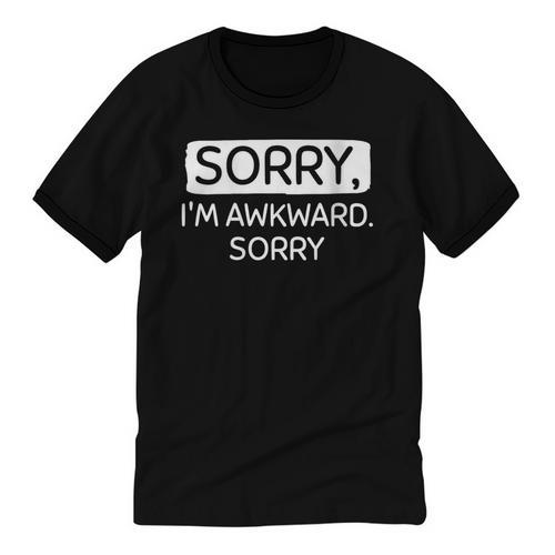 Sorry I'm Awkward Sorry Socially Awkward Introvert Unisex Cotton Ringer T-Shirt - Raresse