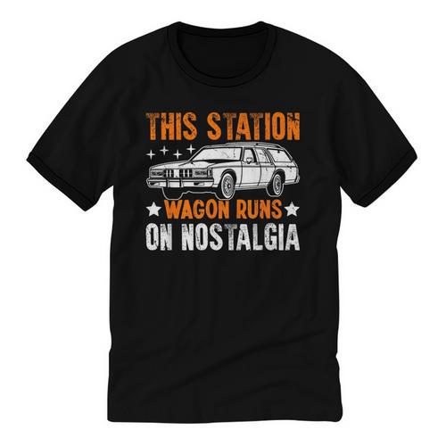 This Station Wagon Runs On Nostalgia Wagon Unisex Cotton Ringer T-Shirt - Figerry