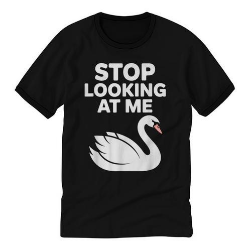 Stop Looking At Me Swan Introvert Humor Unisex Cotton Ringer T-Shirt - Raresse