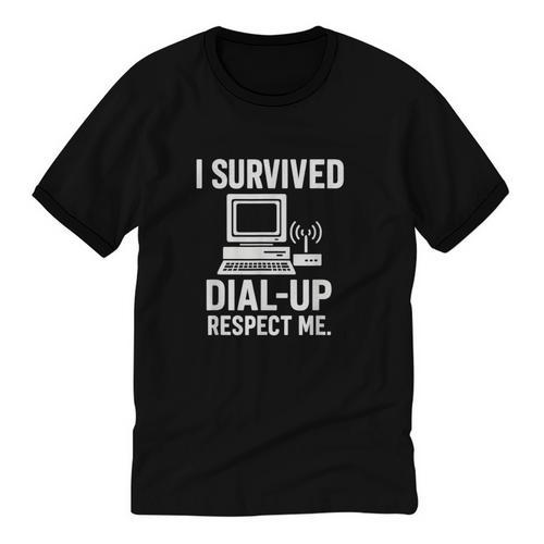 I Survived Dial-Up Internet – Retro 90s Nostalgia Unisex Cotton Ringer T-Shirt - Figerry