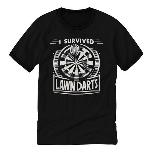 I Survived Lawn Darts Classic Yard Nostalgia Game Fun Unisex Cotton Ringer T-Shirt - Figerry