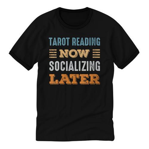 Tarot Reading Now Minimal Socializing Introvert Vintage Unisex Cotton Ringer T-Shirt - Raresse