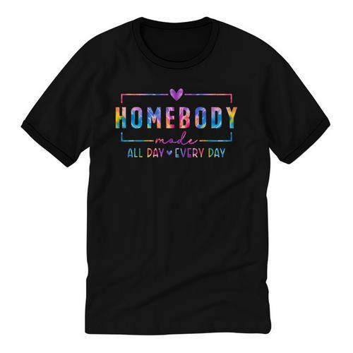 Tie Dye Homebody Mode All Day Ever Day Introvert Indoorsy Unisex Cotton Ringer T-Shirt - Raresse