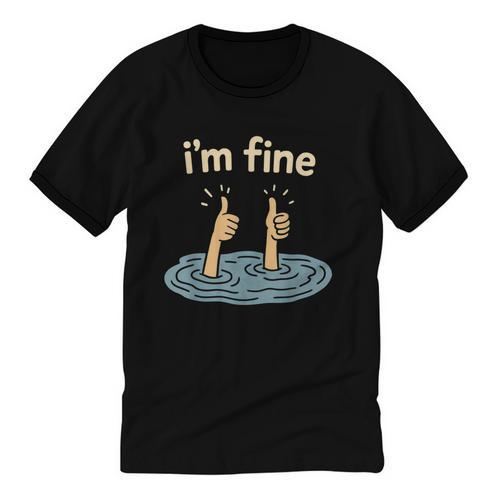 Two Thumbs Up I'm Fine Sarcastic Meme Introvert Humor Unisex Cotton Ringer T-Shirt - Raresse