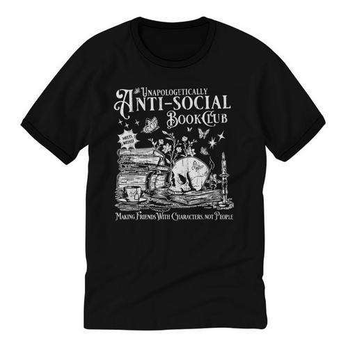 Unapologetically Anti Social Book Club Introvert Reader Unisex Cotton Ringer T-Shirt - Raresse