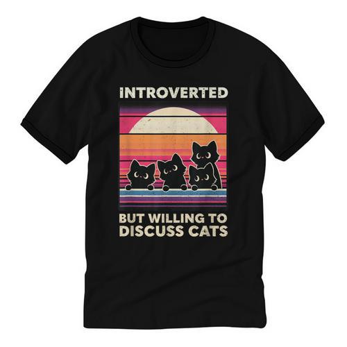 Unique Art For Introverted Cat Fans -Adults Cat Humorous Introvert Small Unisex Cotton Ringer T-Shirt - Raresse