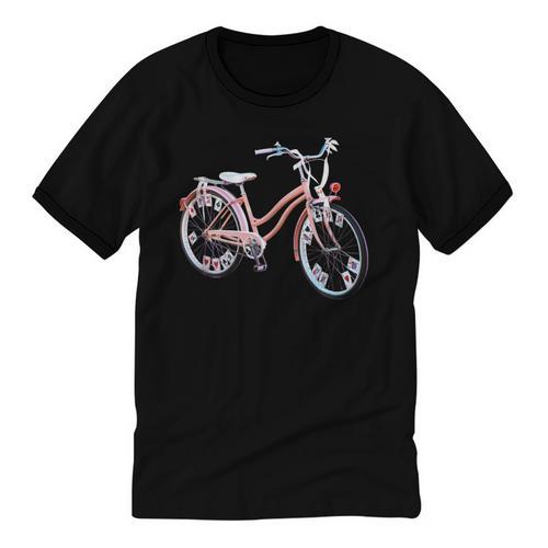 Vintage Bicycle With Playing Cards Nostalgia Unisex Cotton Ringer T-Shirt - Figerry