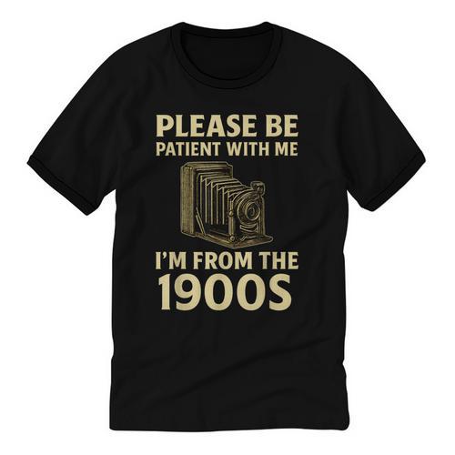 Vintage Please Be Patient With Me I'm From The 1900s Camera Unisex Cotton Ringer T-Shirt - Figerry