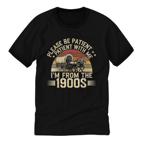 Vintage Please Be Patient With Me I'm From The 1900s Wagon Unisex Cotton Ringer T-Shirt - Figerry