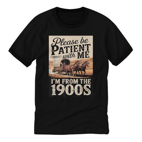 Vintage Saying Please Be Patient With Me I'm From The 1900s Unisex Cotton Ringer T-Shirt - Figerry