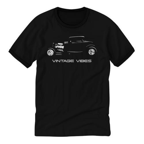 Vintage Vibes Automotive Nostalgia Classic Hotrod Car Unisex Cotton Ringer T-Shirt - Figerry