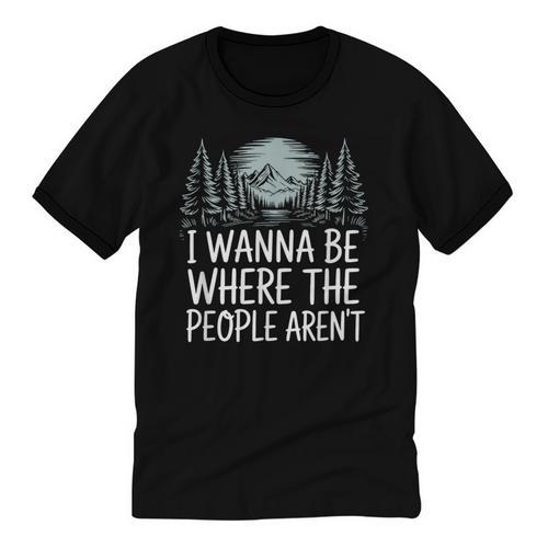 I Wanna Be Where People Aren’t For Camping Hiking Introvert Unisex Cotton Ringer T-Shirt - Raresse