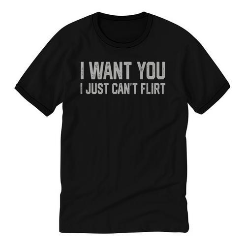 I Want You I Just Can’t Flirt Introvert Quote Unisex Cotton Ringer T-Shirt - Raresse