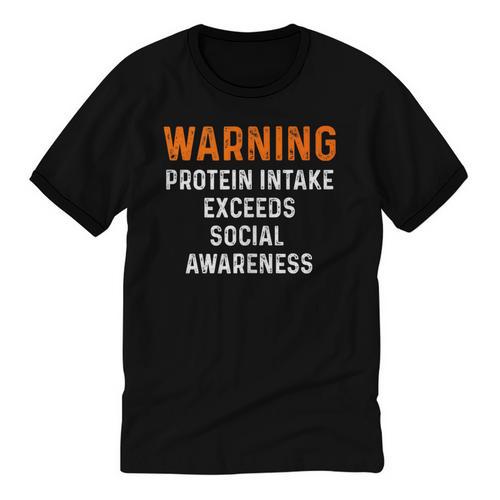 Warning Protein Intake Exceeds Social Awareness Introvert Unisex Cotton Ringer T-Shirt - Raresse