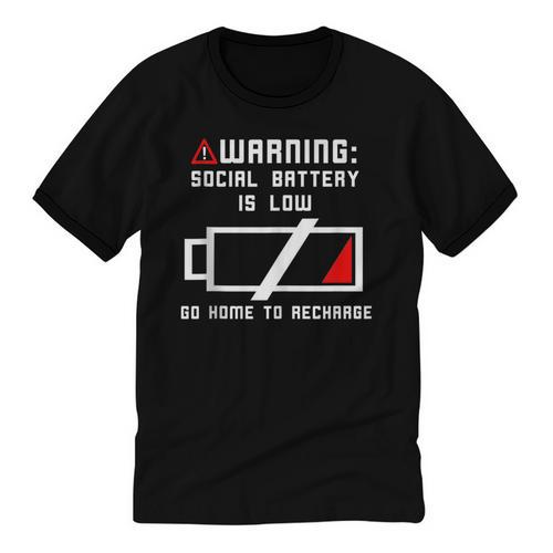 Warning Social Battery Is Low Introvert Shirt Unisex Cotton Ringer T-Shirt - Raresse