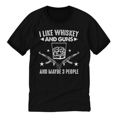 I Like Whiskey And Guns And Maybe 3 People Introvert Unisex Cotton Ringer T-Shirt - Raresse