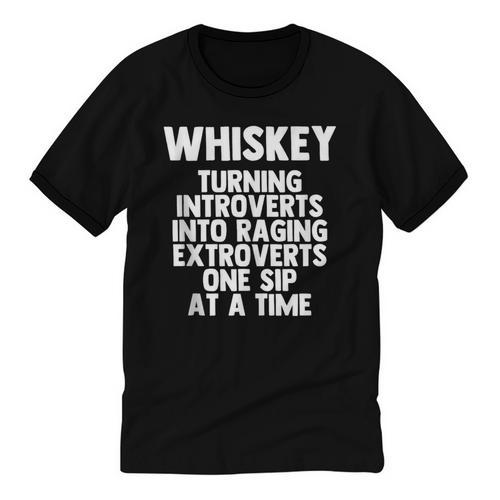 Whiskey Lovers Extrovert Quote Introvert Alcohol Drink Humor Unisex Cotton Ringer T-Shirt - Raresse