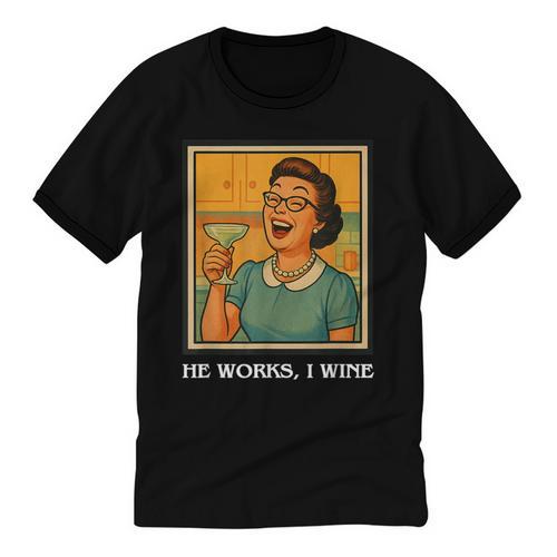 I Wine Housewife Retro Nostalgia Classic 1950s Vintage Humor Unisex Cotton Ringer T-Shirt - Figerry