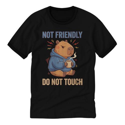 Women's Grouchy Capybara Not Friendly Do Not Touch Introvert Unisex Cotton Ringer T-Shirt - Raresse