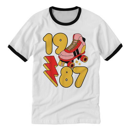 1987 Retro Roller Skate Vintage 80s Nostalgia Collector Unisex Cotton Ringer T-Shirt - Figerry