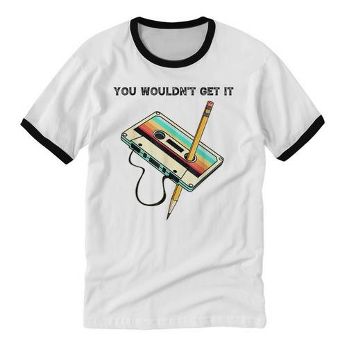 70s 80s 90s Retro Party Costume Nostalgia Cassette Unisex Cotton Ringer T-Shirt - Figerry
