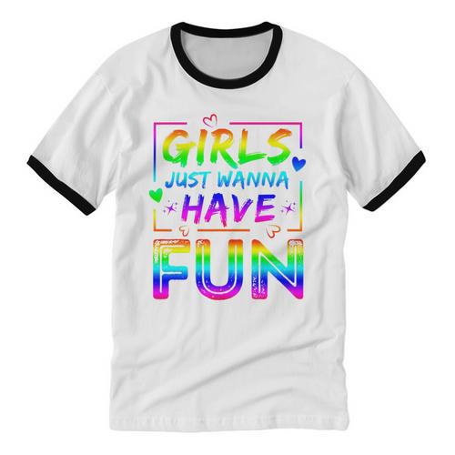 80's Girls Just Wanna Have Fun Nostalgia 1980s Style Premium Tri-Blend Unisex Cotton Ringer T-Shirt - Figerry