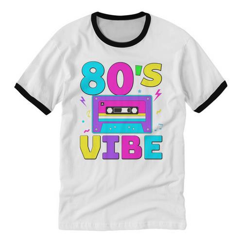 80's Vibe Retro Style Cassette Tape Nostalgia 1980s Party Premium Tri-Blend Unisex Cotton Ringer T-Shirt - Figerry