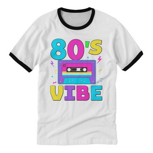 80's Vibe Retro Style Cassette Tape Nostalgia 1980s Party Unisex Cotton Ringer T-Shirt - Figerry